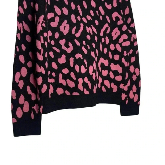 Alice + Olivia Crew Neck Chia Leopard Print Pink/Black Wool Sweater Size Large - Picture 6 of 10